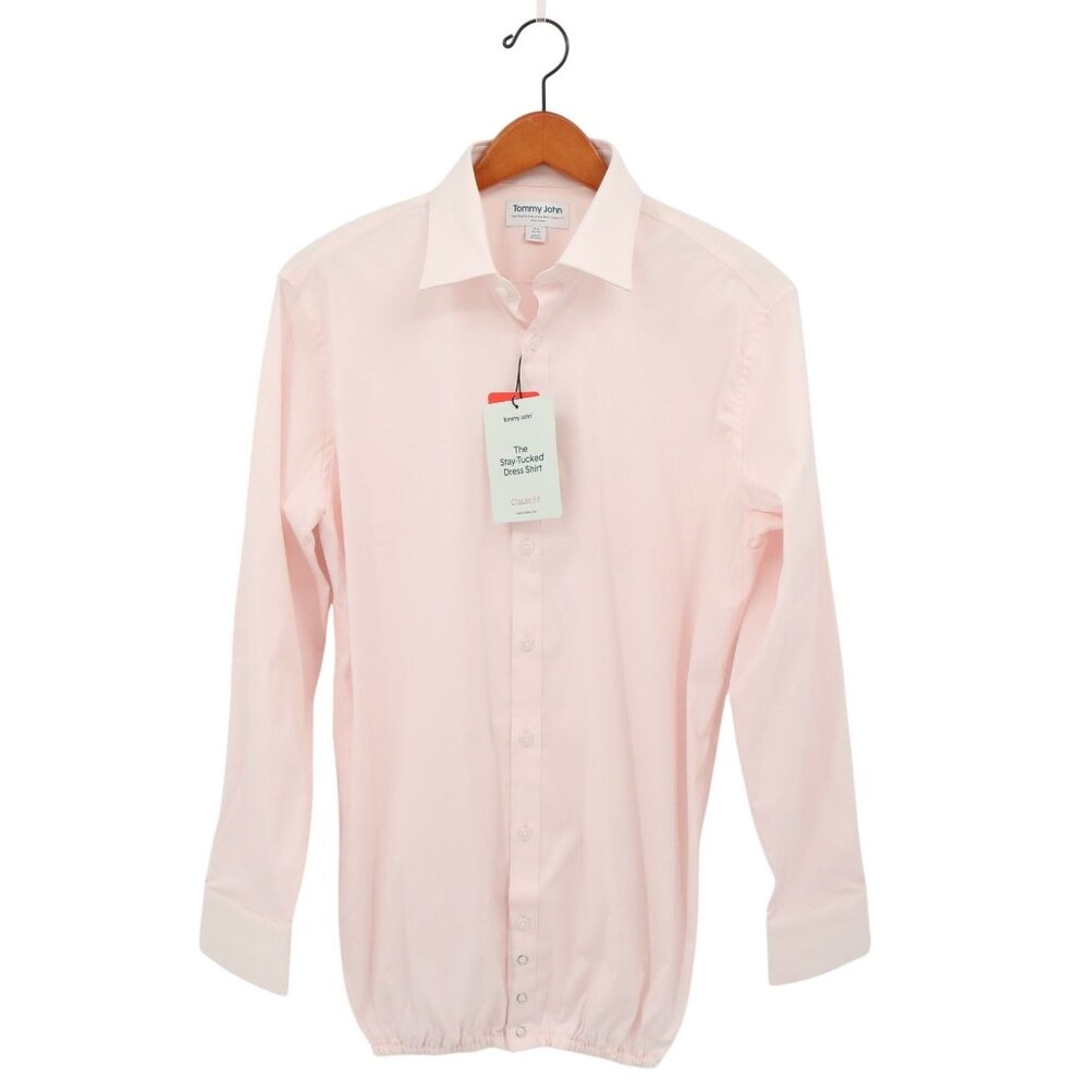 NWT Tommy John The Stay Tucked Classic Fit Dress Shirt in Barely Pink 15.5 32/33